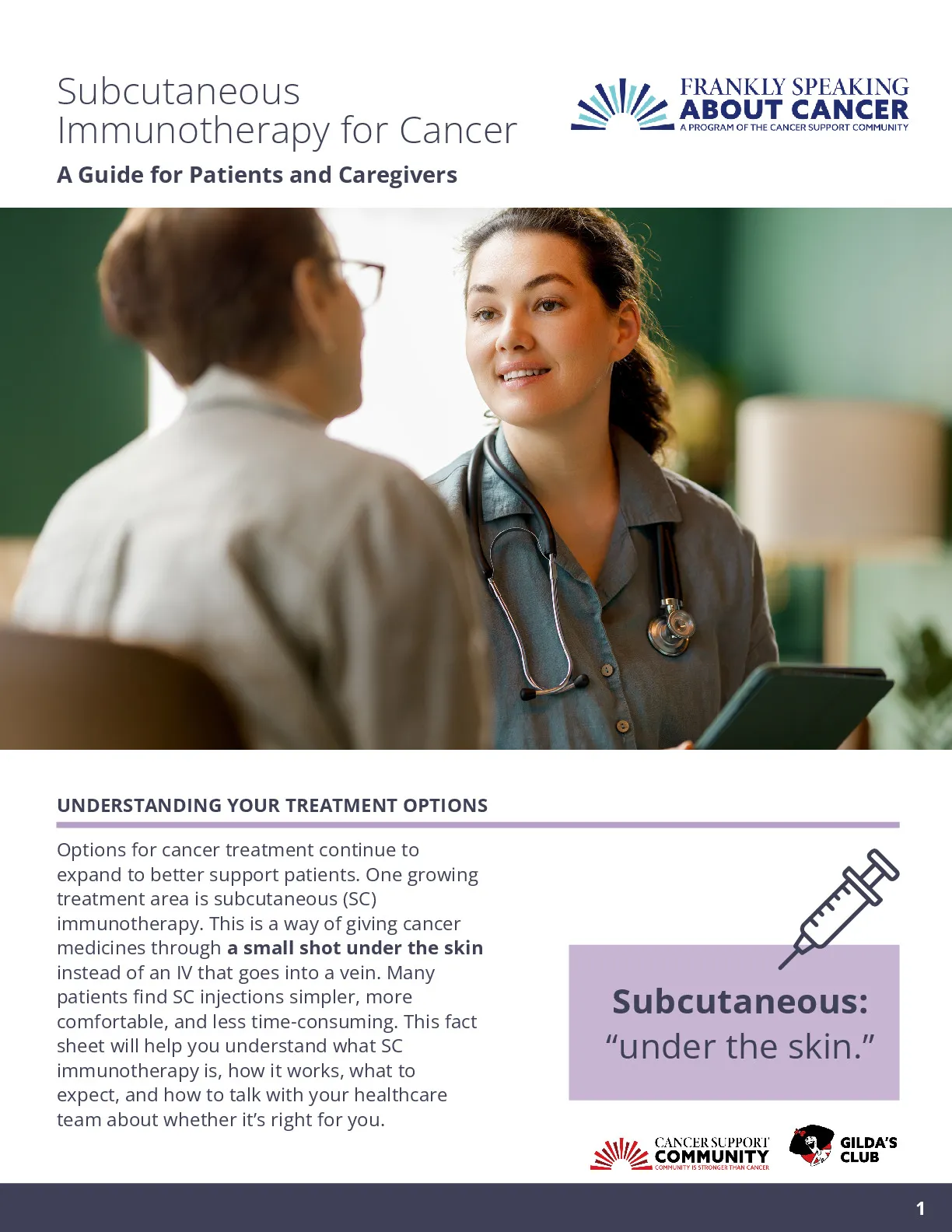 Subcutaneous Immunotherapy for Cancer: A Guide for Patients and Caregivers
