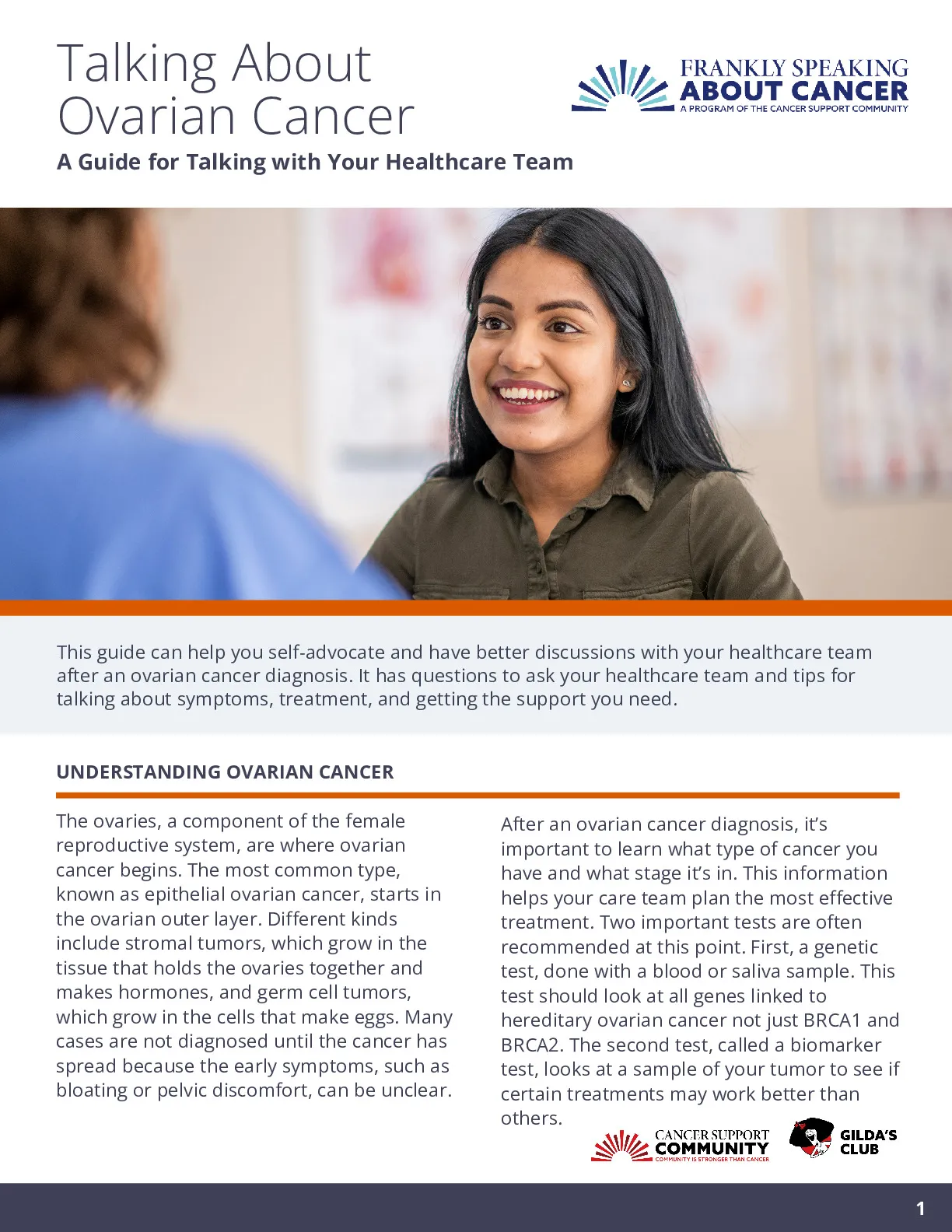 Talking About Ovarian Cancer: A Guide for Talking with Your Healthcare Team