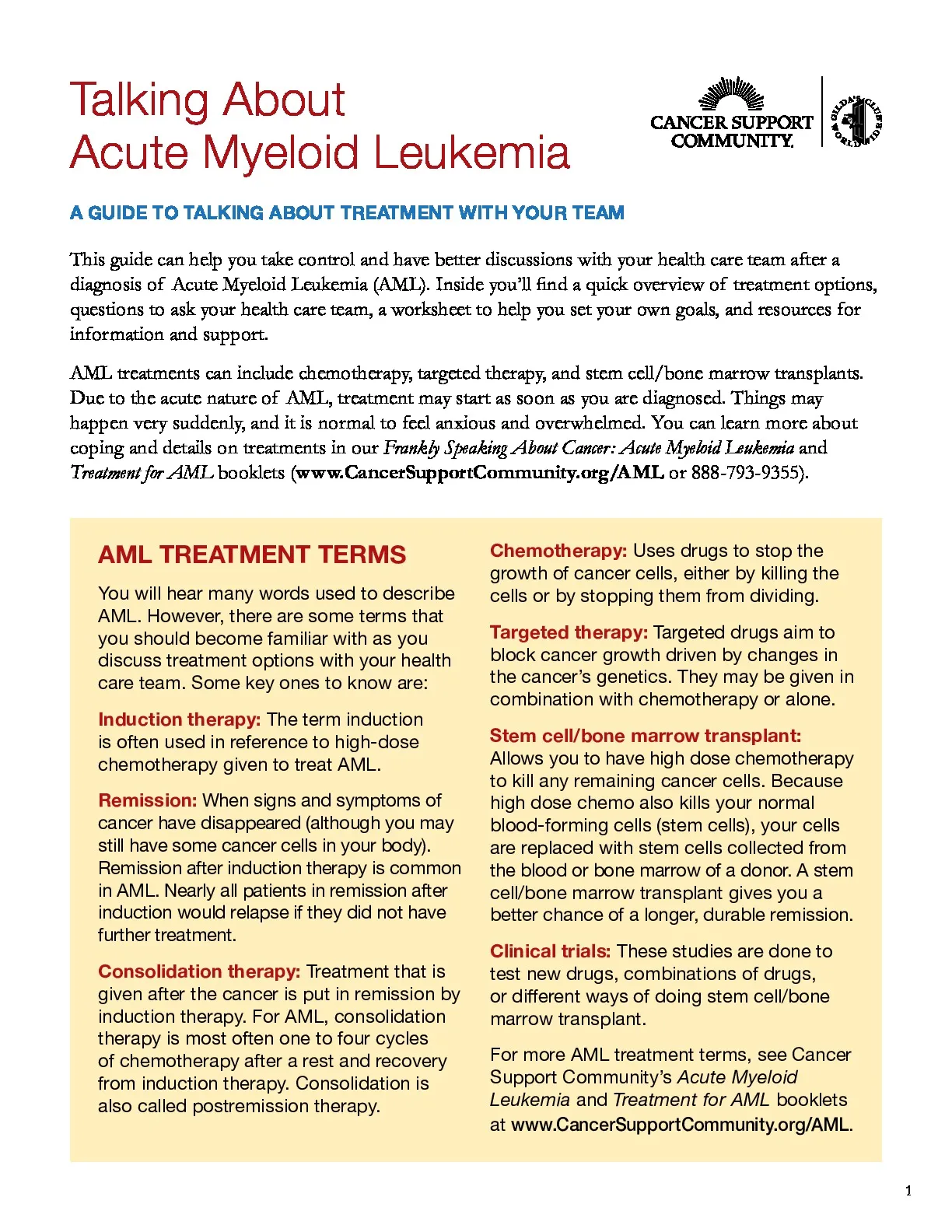 Talking About Acute Myeloid Leukemia (AML)