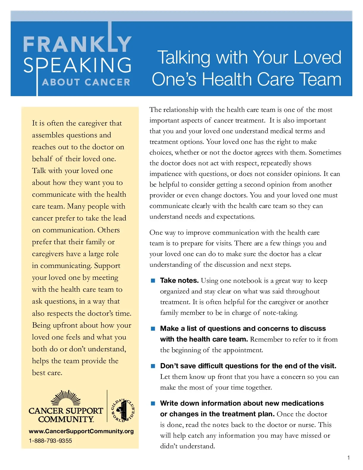 Talking With Your Loved One’s Healthcare Team