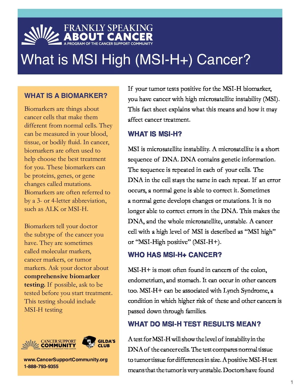 What Is MSI High (MSI-H+) Cancer?