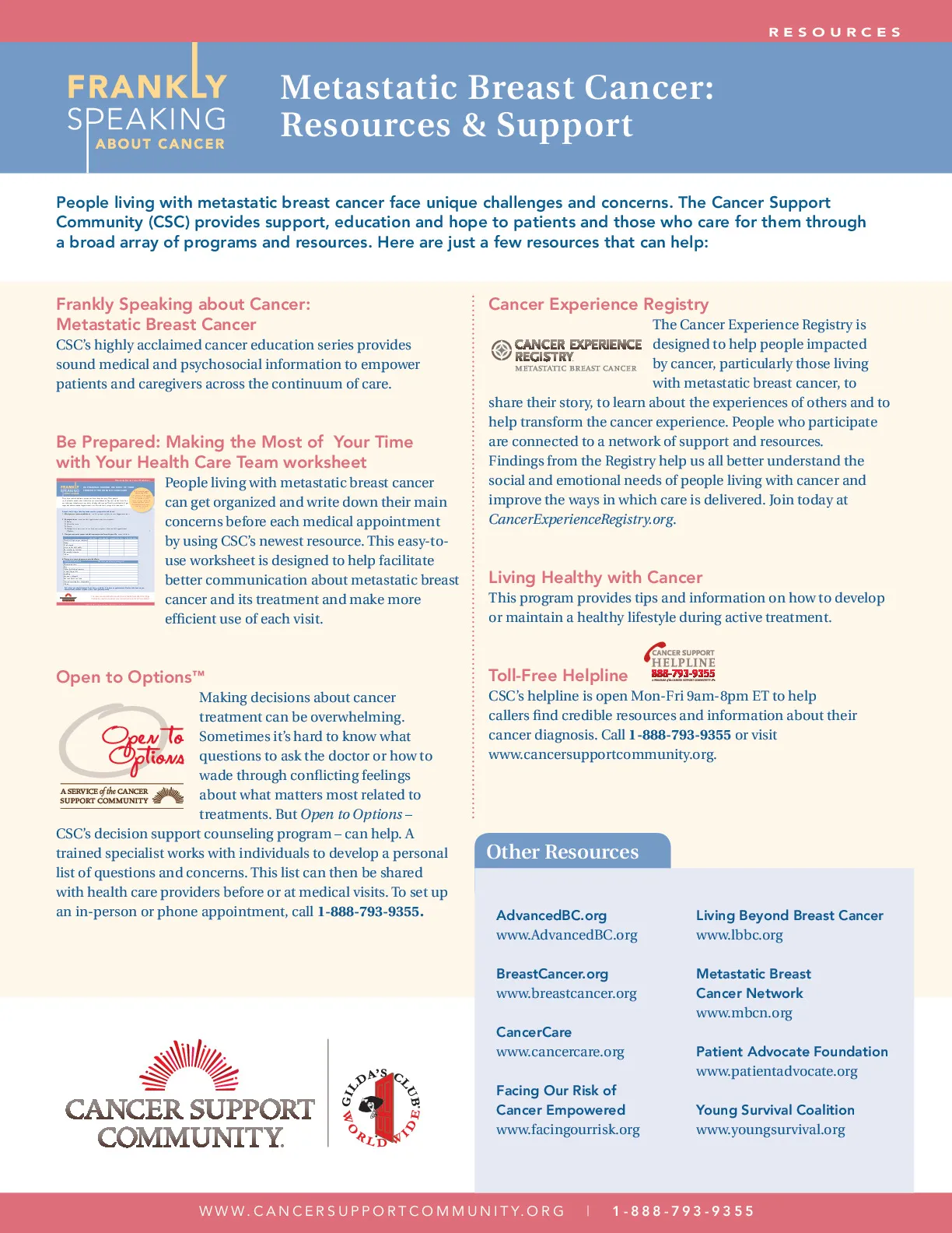 Frankly Speaking About Cancer: Metastatic Breast Cancer Resources and Support