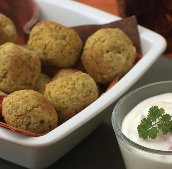 Baked Falafel with Ginger Tzatziki