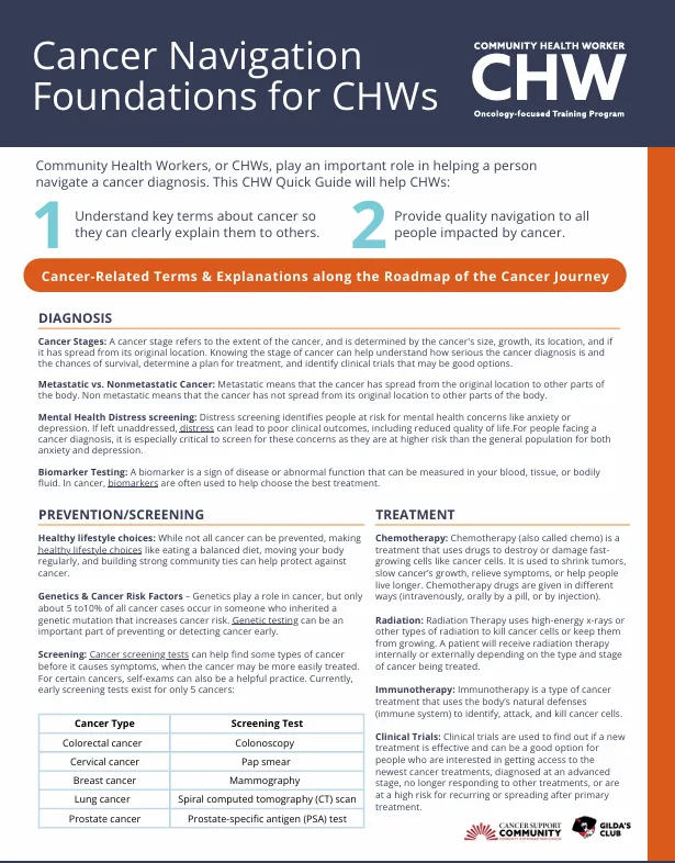 Cancer Navigation Foundations for CHWs