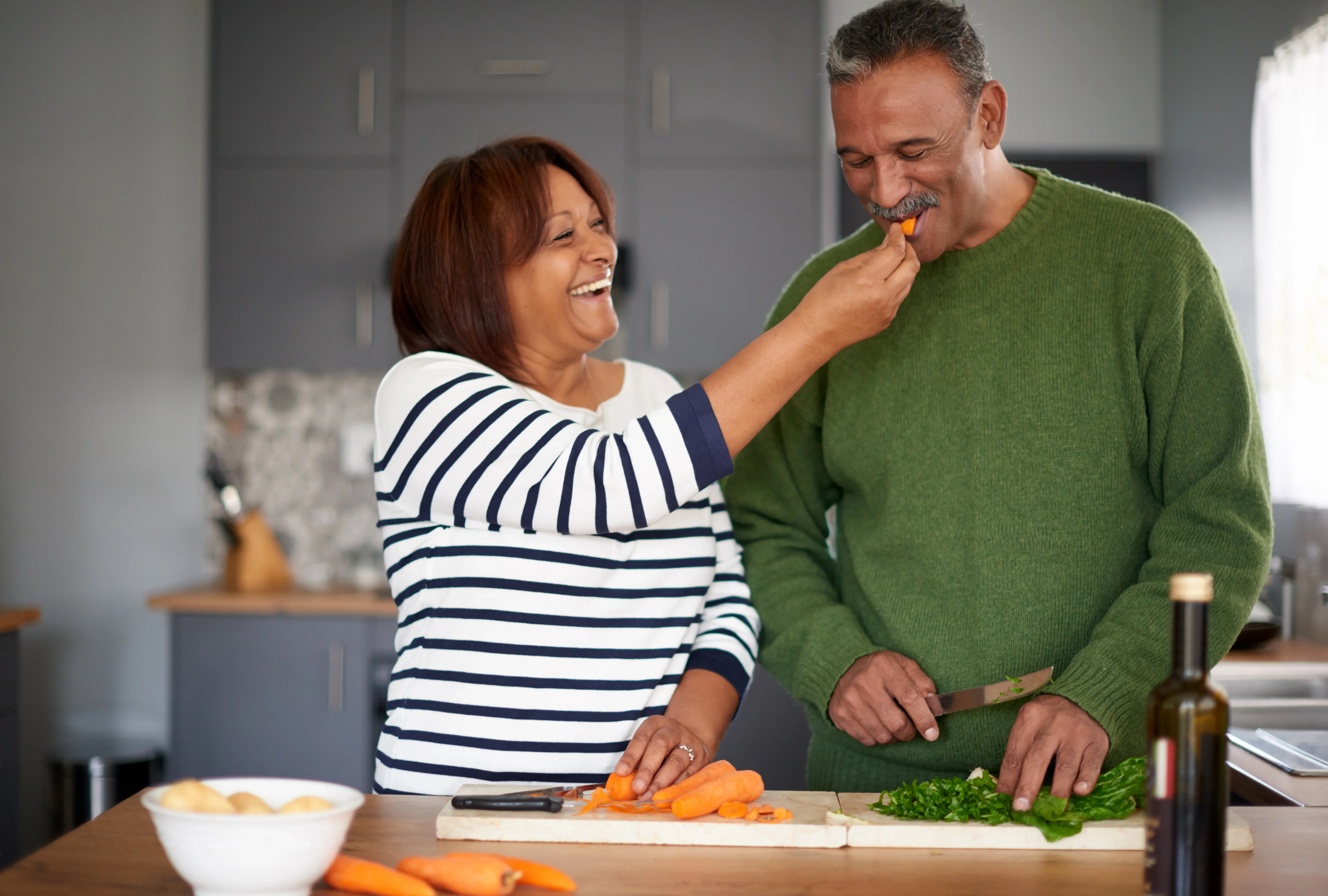 couple cooking together 