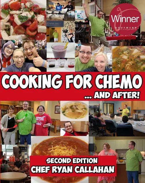 The book cover for Cooking for Chemo by Chef Ryan Callahan