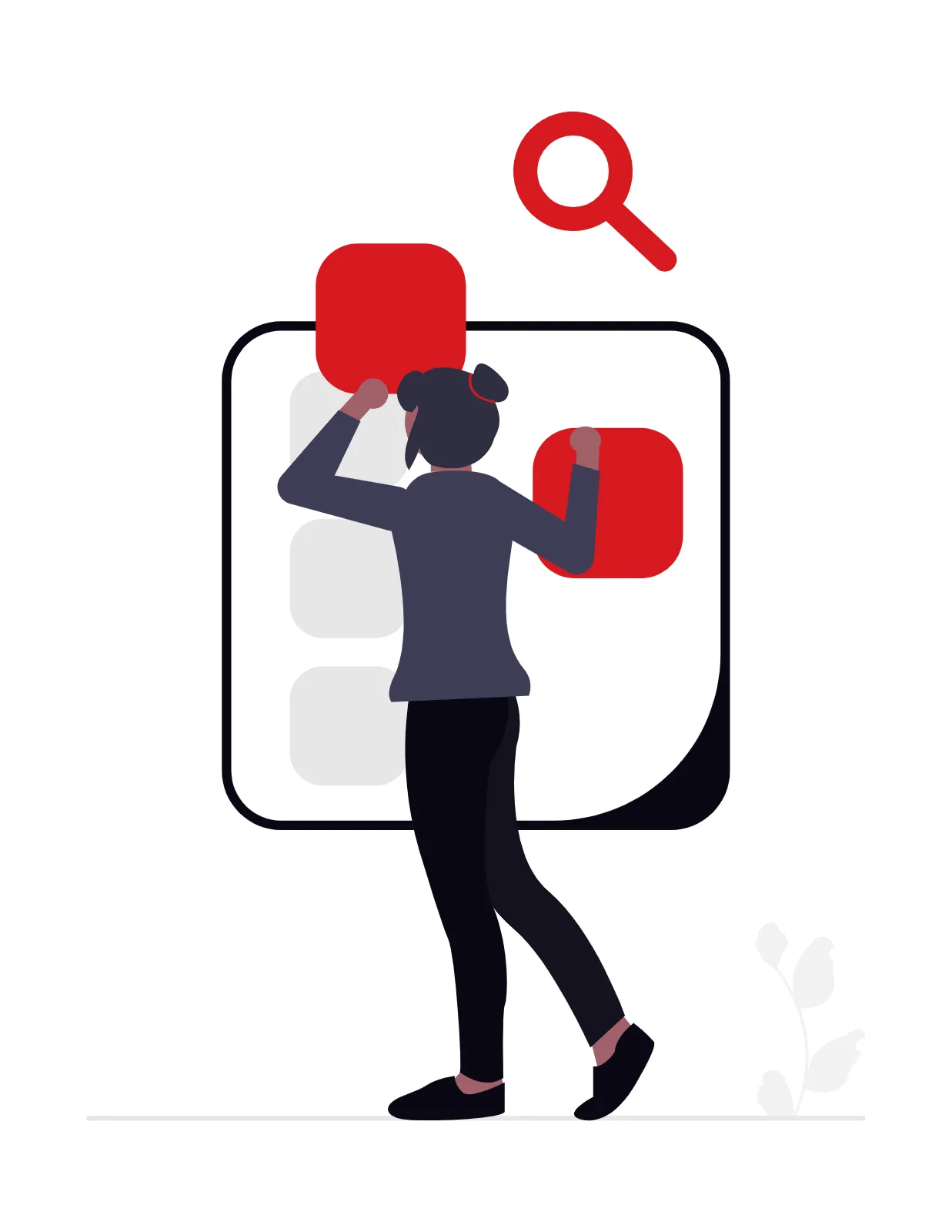 Illustration of a person plugging pieces together