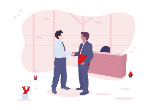 sketch of 2 men shaking hands