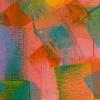 Abstract colorful painting with green and orange tones