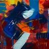 Abstract painting with blue tones