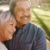 Older couple embracing 